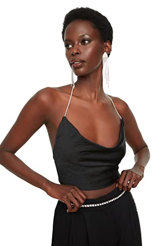 Trendyol Femme Bustier tissé Glamour à col bénitier, Noir, 62