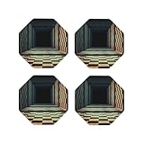 Taille idéale : chaque échiquier abstrait 3D, dessous de verre noir et blanc mesure 10,2 x 10,2 cm, ce qui les rend idéaux pour les boissons et adaptés à différents types de tasses et verres