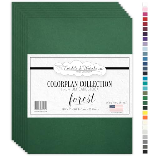 Cardstock Warehouse Colorplan Forest Dark Green Cardstock Paper – 25 Sheets, 8.5 x 11