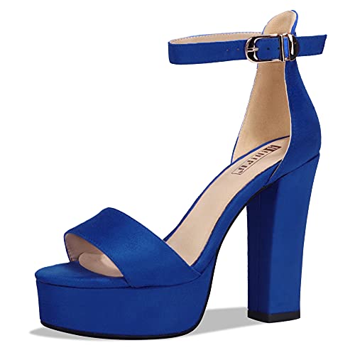 IDIFU Women's Platform Chunky High Heel Sexy Sandals Ankle Strap Open Toe Heeled Shoes for Wedding Party Evening - Main Image