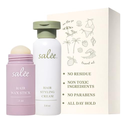 SALEE. - Hair Styling Cream & Wax Stick Duo Travel Size For Women & Kids | Anti-Frizz Leave-In Smoothing Cream & Wax Flyway Tamer Wand for All Hair Types