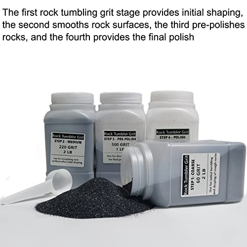 6 LBS Large Weight 4 Step Rock Tumbler Grit Set, Tumbling Media Refill