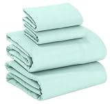 Picture of RUVANTI 100% Cotton Flannel Sheets Queen Size - 4 Piece Warm, Soft & Breathable, Deep Pocket, Double Brushed Cozy All Season Bedding Set, Aqua