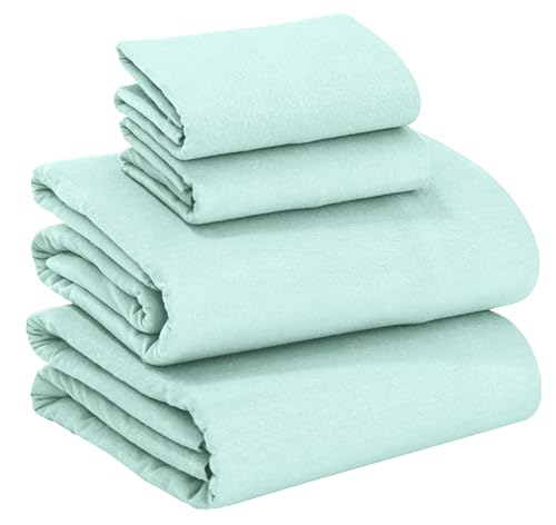 RUVANTI 100% Cotton Flannel Sheets King Size - 4 Piece Warm, Soft & Breathable, Deep Pocket, Double Brushed Cozy All Season Bedding Set, Aqua