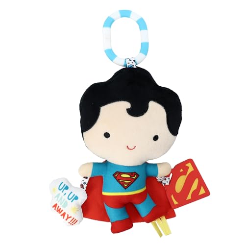 Image of KIDS PREFERRED DC Comics Superman Multi Sensory Activity Toy with Teethers, Crinkle Textures, and Clip for On The Go Fun for Infant and Baby Boys and Girls, Medium
