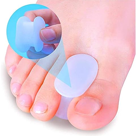PrettSole 2 Pairs Toe Separators(1/2' Thick), Silicone Toe Spacer, Bunion Relief Pads to Temporarily Correct Big Toe & Relieve Bunion Pain, Overlapping Toe Cover