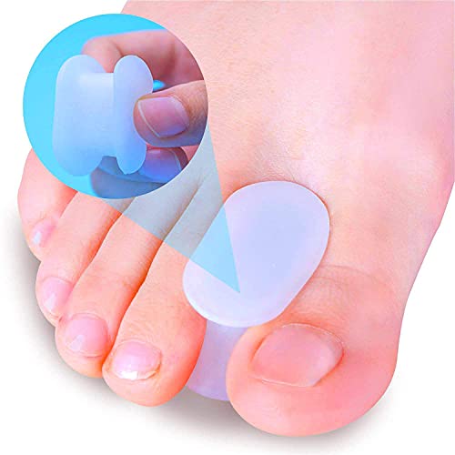 PrettSole 2 Pairs Toe Separators(1/2' Thick), Silicone Toe Spacer, Bunion Relief Pads to Temporarily Correct Big Toe & Relieve Bunion Pain, Overlapping Toe(Big & 2nd Toes)