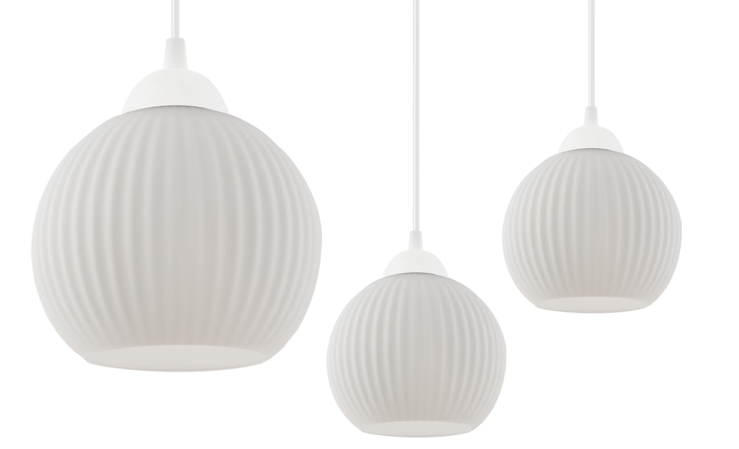 Light Home Riffle Araignée Lustre Suspendu - Lampe Plafond Moderne pour Chambre Salon et Cuisine Style Loft - Métal et Verre - E27 avec 3 Lumières - Abat-Boule - Blanc