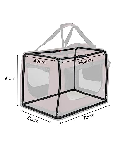 lionto Hundetransportbox faltbar für Reise & Auto, 70x52x50 cm, stabile Transportbox mit Tragegriffen & Decke für Katzen & Hunde bis 15 kg, robuste Hundebox aus Stoff für klein & groß, dunkelrot