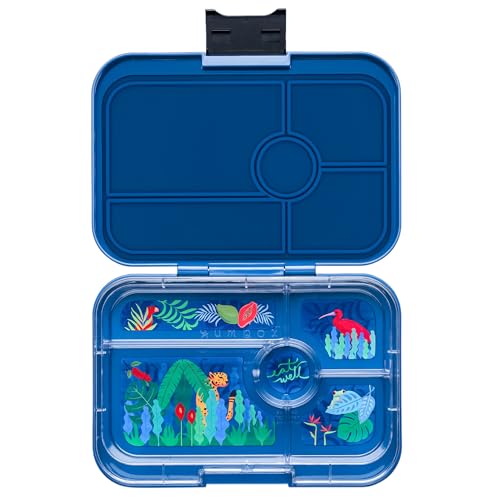 Yumbox Tapas Leakproof Bento Lunch Box: 4.2 Cups Larger 5-Compartment Design in Monte Carlo Blue with Jungle Tray- for Adults and Bigger Kids