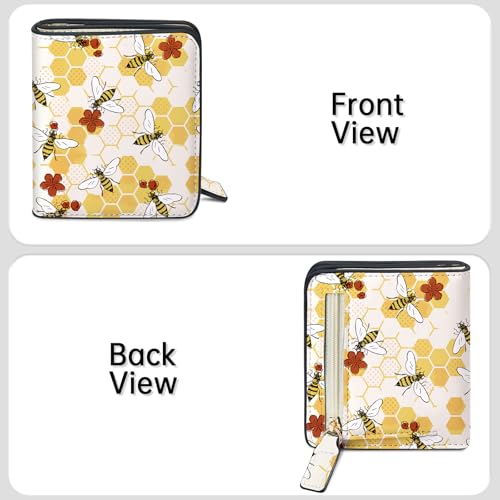 Image of Toughergun Bee Happy Funny RFID Small Wallet Women, Slim Thin Vegan Leather Bifold Wallet with Zipper Coin Pocket & ID Window, Cute Mini Travel Credit Card Holder Gift for Women Ladies Teen Girls