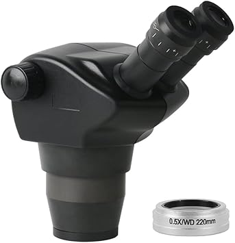 Microscope 8X-50X Continuous Zoom Parfocal Binocular Stereo Microscope Head WF10X-22MM Eyepiece Rubber Eye-Guards 0.5X 0.7X 2X Barlow Lens4X-50X 0.5X 220MM