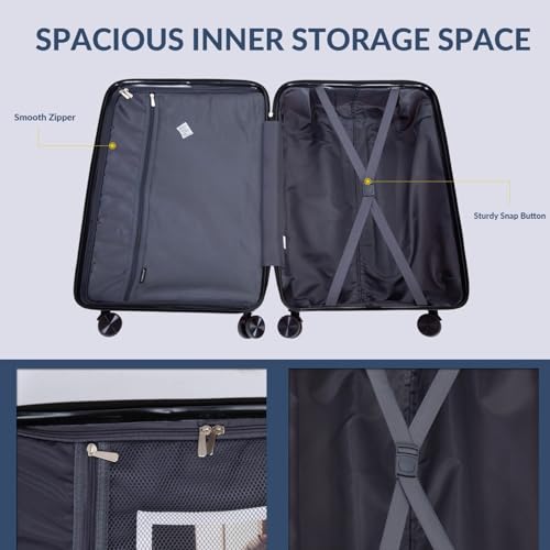 Lightweight Hardshell Luggage Set with Wheels - 3-Piece Blue Suitcase Set (20", 24", 28") for Travel3