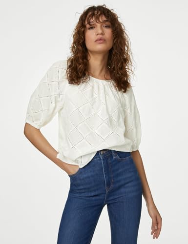Image of Marks & Spencer Women's Cotton Solid Regular Fit Blouse