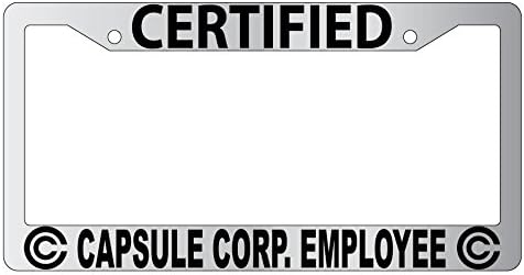 Certified Capsule Corp Employee Chrome Metal License Plate Frame Dragon Ball