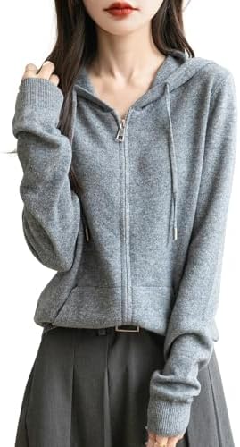 Chanyarn Women's 100% Merino Wool Zip Up Hoodies 2025 Fall Winter...