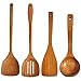 Holzspatel, Pfannenwender, Schöpflöffel mit langem Griff, handgefertigt für Küche Kochgeschirr (4 Sets)