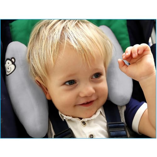 Image of Adjustable Baby Travel Pillow Cushion for Car Seat,Baby Head Neck Support,Headrest for Stroller,Toddlers Neck Pillows for Pushchair, U-Shape Head Support Pillow for Infants,Grey