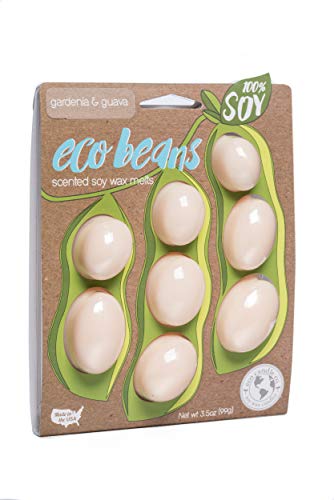 Eco Candle Co. Eco Beans Wax Melts 2-Pack, Gardenia & Guava, 3.5 oz. - Scents of Gardenia, Jasmine, Guava, & Tropical Greens - 100% Soy Wax Fragrance & Essential Oil Blends, Midwest Grown Soybeans