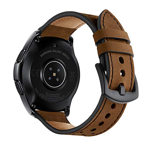 OXWALLEN Compatible with Samsung Active/Active 2, Samsung Galaxy Watch 42mm, Gear Sport, Vivoactive 3 Quick Release Watch Band, fit 20mm Mens Watches - Retro Brown/Black