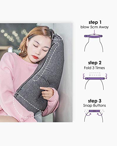 Almohada inflable de poliéster ergonómica gris miniatura 6