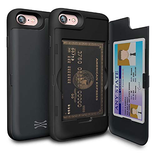 TORU CX PRO Compatible with iPhone SE 2020/iPhone 8/iPhone 7 Case - Protective Dual Layer Wallet with Hidden Card Holder + ID Card Slot Hard Cover & Mirror - Metal Slate