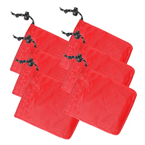 6 Pack Camping Bags Drawstring Pouches for Organizing Small Pouches Drawstring Hanging Bag Organizer for Travel Red