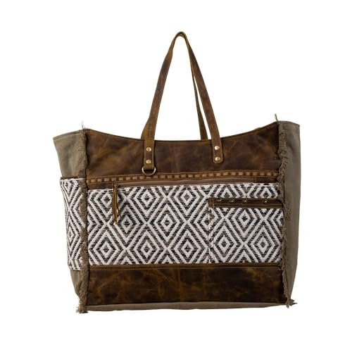 Myra Bag Travel Bags - Sand Weaver Tribal-Inspired Pattern Travel Duffel Bags for Women, Carry On Duffel Bag, Travel Tote Bags