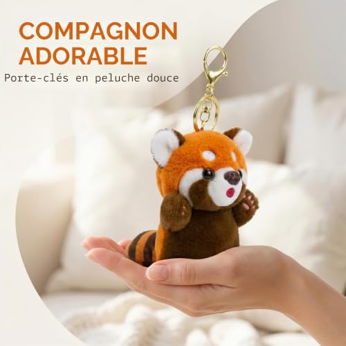 Tapufitil Porte-Clés Adorable Panda Roux Kawaii Bijoux Décoratifs pour Sac À Dos Cadeaux De Saint-Valentin pour Femmes (Ailurus) – vue 3