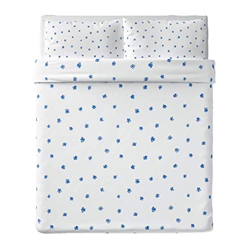 IKEA Tankvard Duvet Cover and Pillowcases Flower Patterned White/Blue 504.347.84