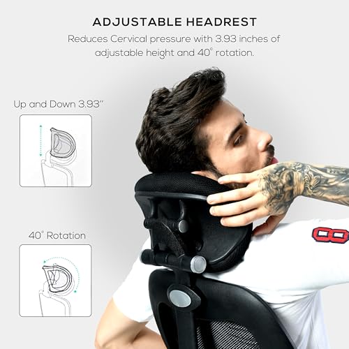 Image of Seventh Heaven Venus Ergonomic Office Chair in High Back with Adjustable Armrests, Headrest & Dynamic Lumbar Support, Synchro Tilt Mechanism: (Heavy Duty Metal Base, Black)