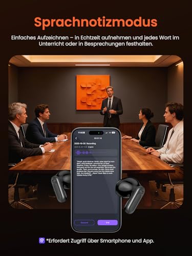 NE20 Übersetzer Kopfhörer, 3-in-1 Übersetzungskopfhörer 165 Sprachen mit App, 7 Übersetzungsmodi Echtzeit Übersetzer Ohrhörer, Bluetooth 6.0 Übersetzer Kopfhörer für Lernen, Business