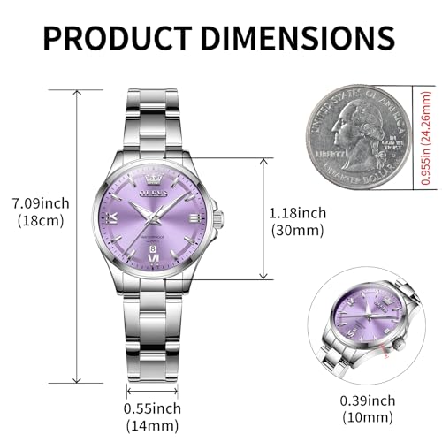 Image of OLEVS Quartz Watch Women Silver Stainless Steel Waterproof Luminous