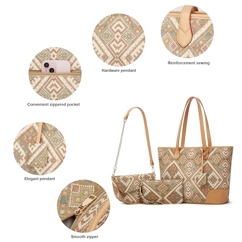 Image of Women Fashion Synthetic Leather Handbags Tote Bag Shoulder Bag Top Handle Satchel Purse Set