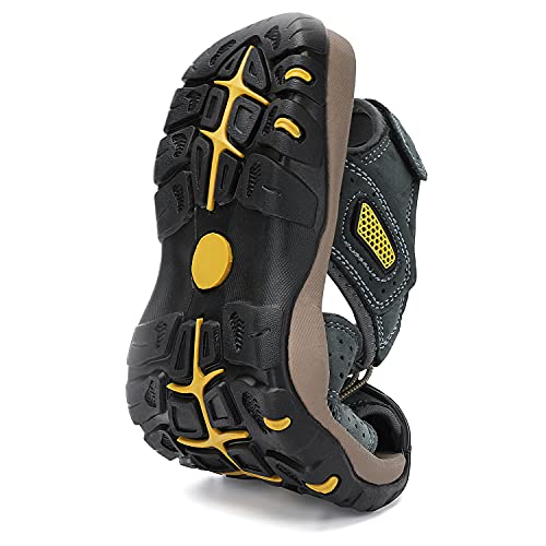 Flarut Men'S Sport Sandals Outdoor Hiking Sandals Closed Toe Leather Athletic Lightweight Trail Walking Casual Sandals Water Shoes thumb #5