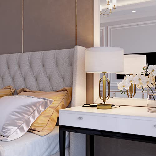 Aliot Set Of 2 Table Lamps For Living Room With Usb Ports - Fully Dimmable End Table Lamps For Bedroom, Bedside Nightstand Lamps, Elegant Modern Bed Side Lamps, Bronze&White #TOP5