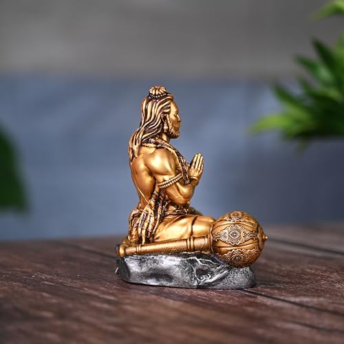 Image of Artarium Mahabali Hanuman Idol (7.48 Inch), Resin Bajrangbali Murti for Home Temple & Office Decor, Meditating Hanuman Ji Statue Showpiece for Pooja & Gifting