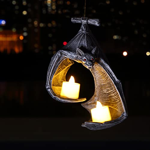 Halloween Decorations-Bat Wall Tealight Holder,Gothic Bat Wall Sconce Candle Holder With Candles,Halloween Candlestick Hanging Decoration For Home Garden Party #TOP4