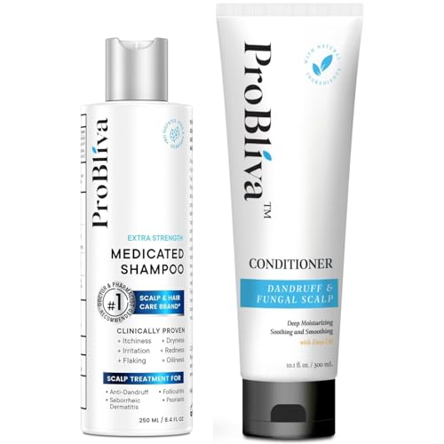 ProBliva Anti-fungal Shampoo & Conditioner Set: Supports Relief for Dry, Flaky Scalp & Itchy Bumps - Nourishing Oils for Thicker-Looking, Healthy Hair