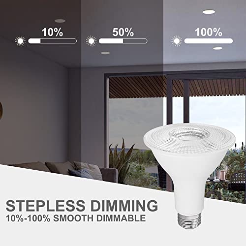 Axotexe Par30 Led Bulb 5000K Daylight White Dimmable Long Neck Flood Light 12W(75W Equivalent) 1300Lm E26 Spot Light Indoor/Outdoor 4-Pack #TOP3