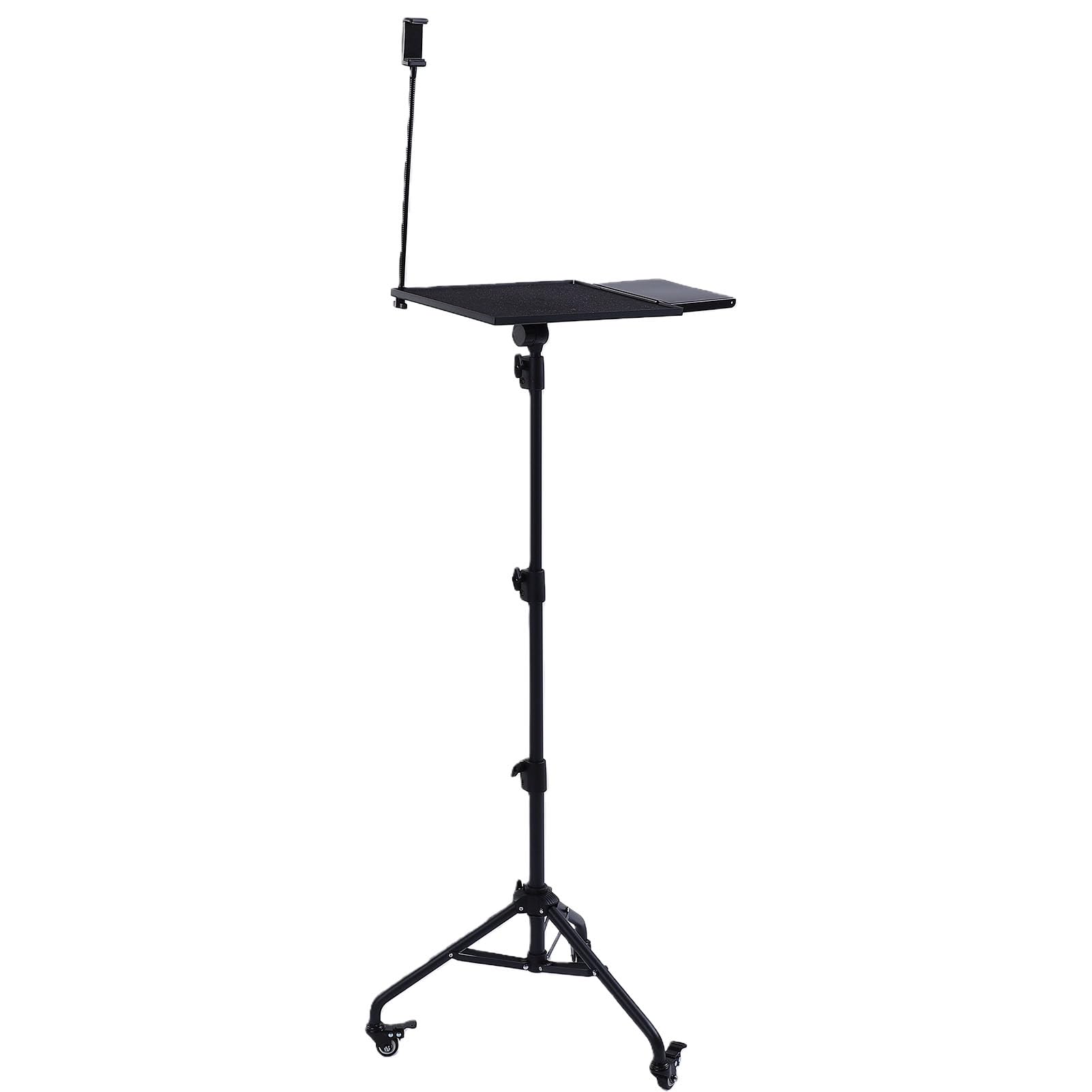 Supporto per treppiede per laptop Altezza regolabile 28-51,2 pollici Supporto per treppiede per proiettore portatile con supporto per telefono con vassoio a rotelle
