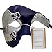 Thmyo Half Face Men's Phantom Of The Opera Vintage Design Venetian Carnival Masquerade Mask (Blue & silver)
