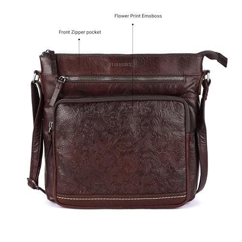 Image of LEDERBUCK Olga Women's Extra-Large Genuine Leather Crossbody Purse - Soft Triple-Zip Shoulder Bag