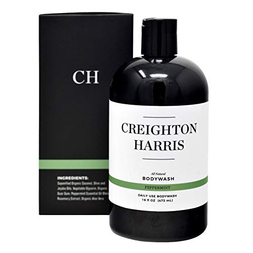 All Natural Peppermint Body Wash for Men by Creighton Harris - Clean, Moisturizing and Refreshing Liquid Shower Gel for Face Body and Hands - 100% Paraben and Sulfate Free