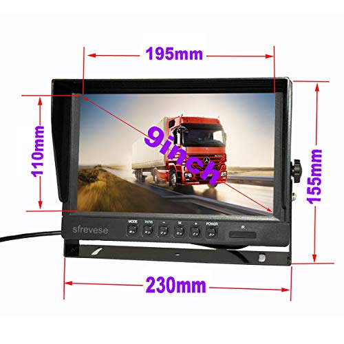 Image of 9 inch 4Pin IPS HD SD DVR Recording 2CH Split Car Rear View Monitor + 2X AHD 1080P Reversing Backup Camera for Bus Long Truck Vehicle Waterproof 12V-24V