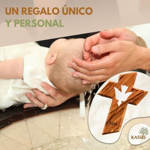 Miniatura 5 de Kassis Cruz Colgante De Madera De Olivo Con Espíritu Santo Cruz De Pared Hecha A Mano En Belén Regalo Religioso Para Bautizo, Primera Comunión, Confirmación, Boda