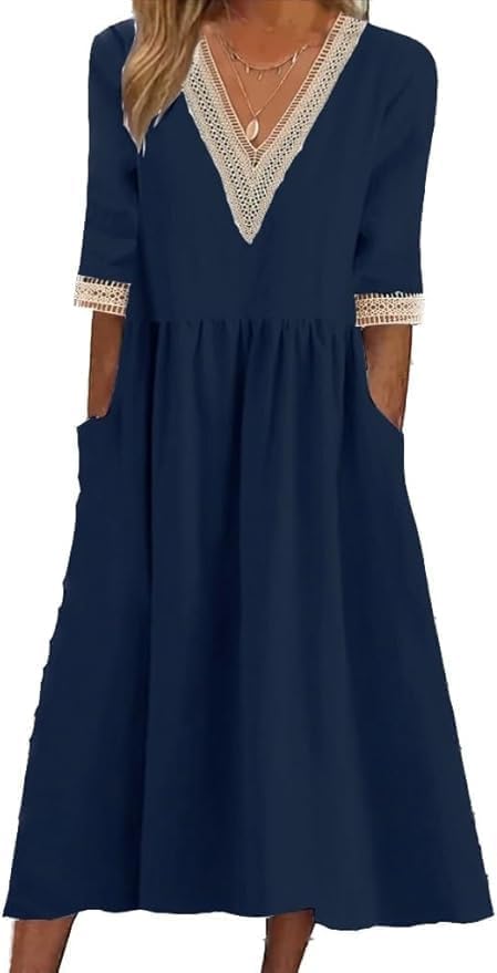 Women's 2025 Summer Casual Maxi Dress Beach Vacation Short Sleeve Crewneck Basic Long T Shirt Dresses