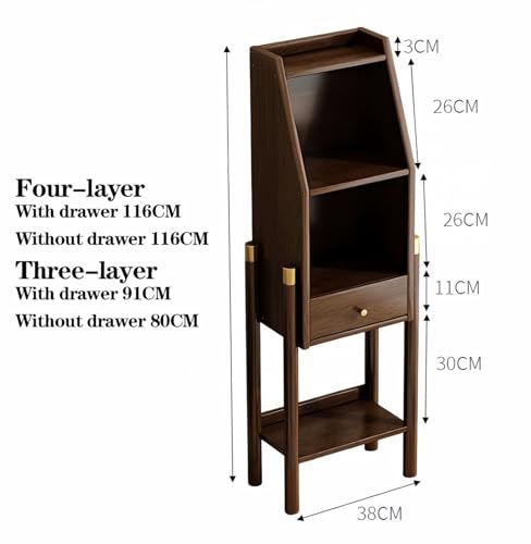 Estantería de bambú con cajón, mueble organizador de libros, estante de almacenamiento para estudio 3
