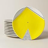 Artisanat authentique peint à la main - Chaque assiette de 32 cm est fabriquée en céramique et décorée dans le style vietrois avec un design géométrique jaune au caractère moderne mais lié à la tradition méditerranéenne.