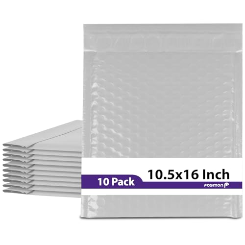 Fosmon #5 Envelopes de bolhas de poliéster 26,67 x 40,64 cm, envelopes de envio acolchoados extragra